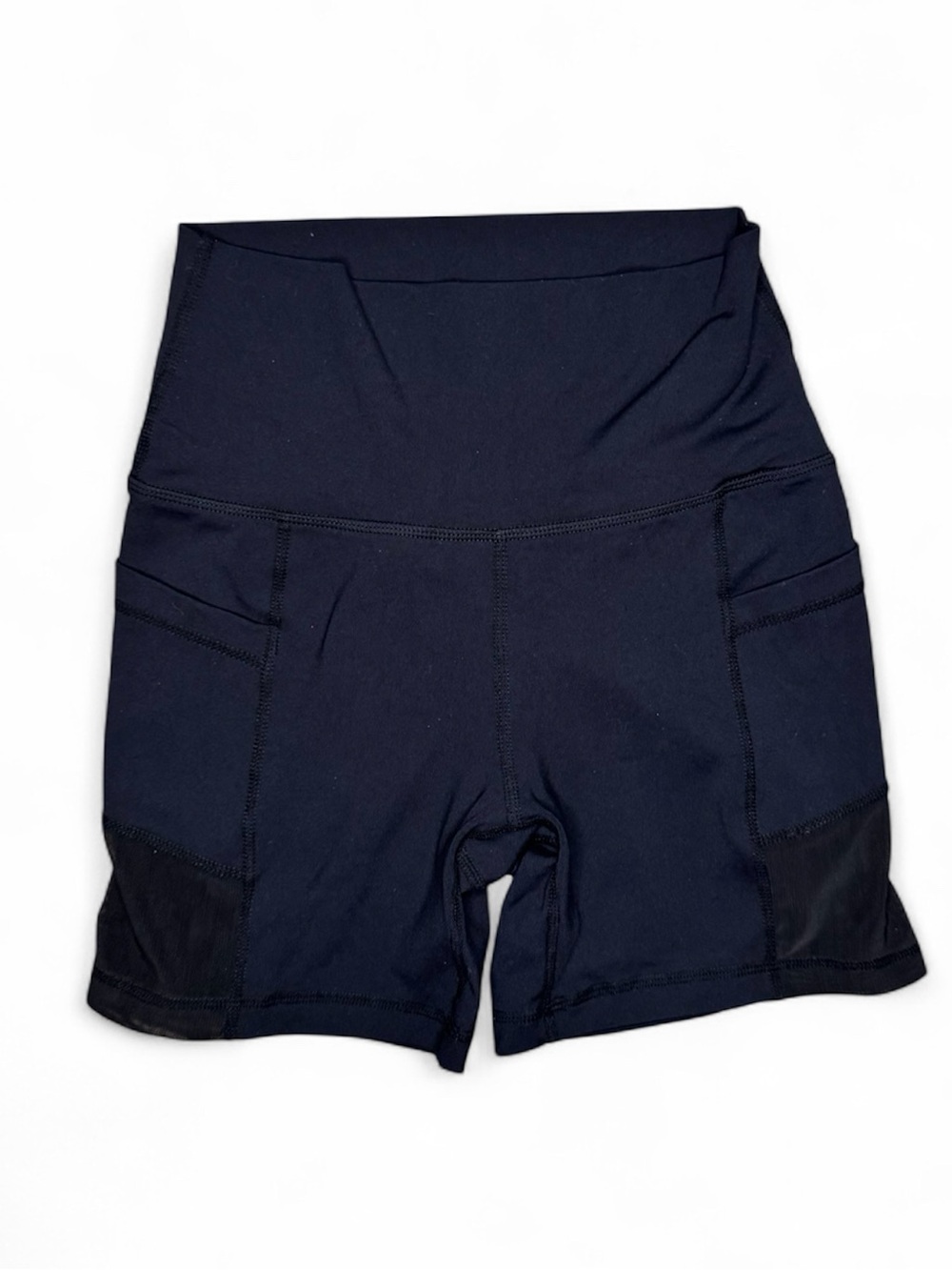 🟢3/$30 Sommer Ray Black High Rise Biker Shorts Pockets Mesh Detail Size Small